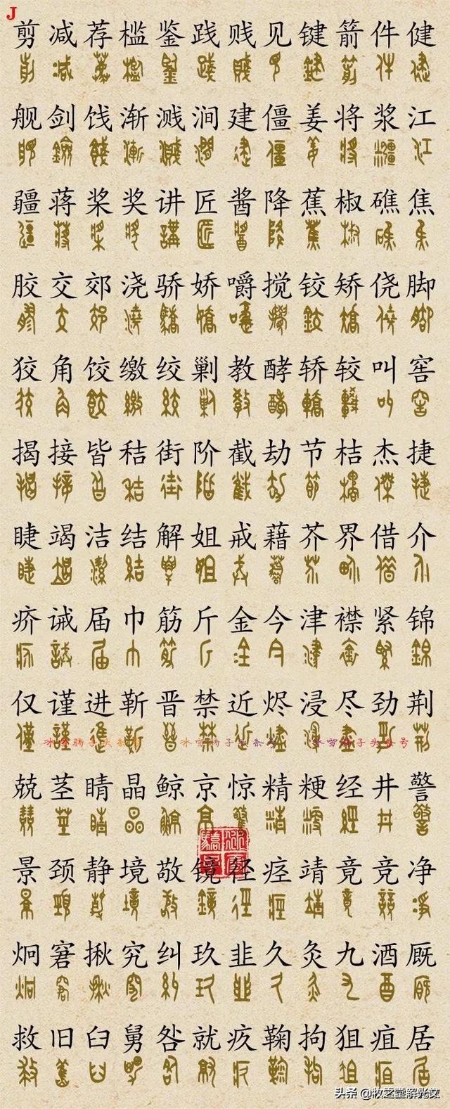 700個(gè)金文大篆楷書對(duì)照表"