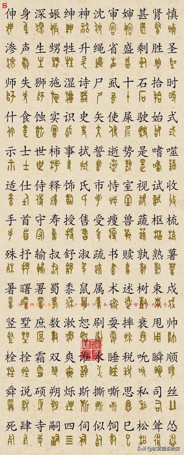 700個(gè)金文大篆楷書對(duì)照表"